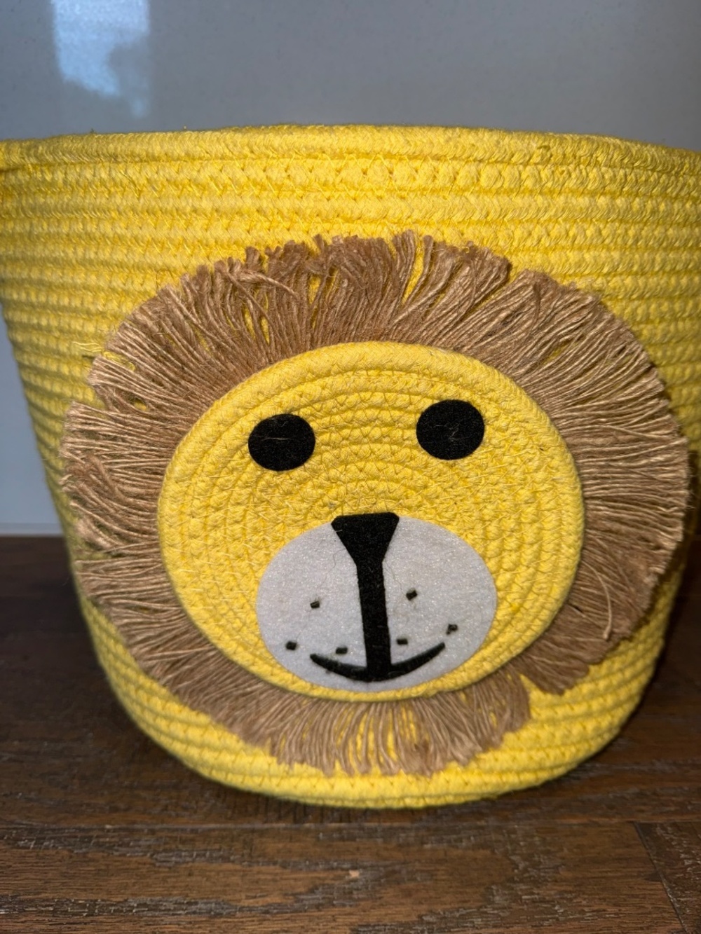 NWT Yellow Lion Woven Storage Basket Kids Nursery Playroom